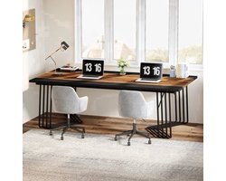 Vergadertafel – Werktafel – Bureau – Eettafel – Industrieel – Stevig Metalen Frame - 100 x 200 x 75 cm - Bruin