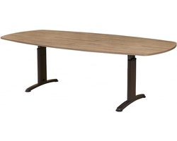 Vergadertafel Work Deens Ovaal 240x120cm frame Aluminium (RAL9006) blad Licht Eiken