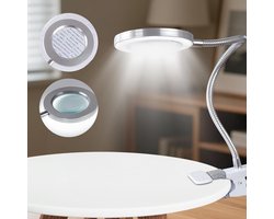 Vergrootglas met Licht en Standaard - 8x Vergroting, LED Tafellamp met Draaibare Klem voor Lees- en Hobbywerk