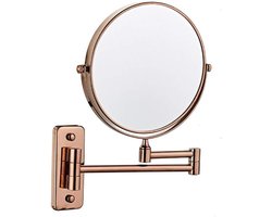 Vergrootspiegel Badkamer - Wandspiegel Make-up - Precisie Make-up - 360 Graden Draaibaar - 6 Inch - Rosé Goud