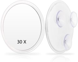 Vergrootspiegel met Zuignap - Make-up Spiegel met Zuignappen - 30x Vergroting - Ø15cm - Reisspiegel - Mini Make Up Spiegel - Geschikt voor thuisgebruik, schoonheidssalons en reizen - Wit
