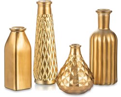 Vergulde Glazen Vazen Set van 4 voor Bruiloft en Thuisdecoratie