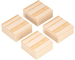 Verhogingspads van massief hout voor meubels (4 soorten): verhogingspads voor tafels, verhogingspads voor banken, verhogingspads voor bedpoten met antislipmatjes, waarmee de hoogte met 1-5 cm (5 × 5 × 1 cm) kan worden verhoogd.