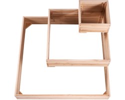 Verhoogd bed, 113 x 113 x 51 cm, houten plantenbak voor bloemen/groenten/kruiden, open basis voor achtertuin/tuin/terras/balkon, Burlywood