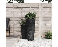 Verhoogd bloembed - Plantenbak met inzet - Planten kweken - Ribbel look ontwerp - 45 liter bak - Antraciet
