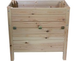 Verhoogd bloembed - Plantentafel Hout - Tuinieren Balkon - Met Opbergruimte - 79x43x78 cm - Naturel