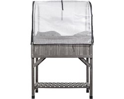 Verhoogd bloembed van cederhout met beschermkap - Duurzame verhoogde tuinset voor op het balkon - 78 x 58 x 129 cm