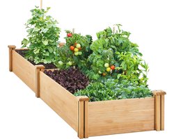 Verhoogd Bloembed van Hout - Plantenbak met 2 Gedeeltes voor Tuin, Terras en Balkon