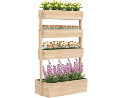 Verhoogd Houten Bloembed met 4 Etages voor Balkon, Terras en Tuin