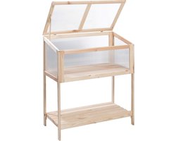 Verhoogd Houten Bloembed voor Balkon en Tuin - Kweektafel voor Kruiden en Groenten, 89 x 49 x 98 cm