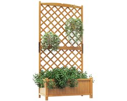 Verhoogd Tuinbed met Plantenbak en Trellis Drainage Gaten 180cm Hoge Staande Houten Plantenbak Binnen en Buiten Verticale Plantenbak