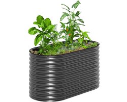 Verhoogde Baktuin - Metalen Plantenbak 160x80x80 cm - Veiligheidsrand & Handschoenen - Rostbestendig Open Bodem - Voor Groenten - Donkergrijs