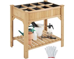 Verhoogde Bloembak - Moestuinbak op poten - Plantenbak met Opbergvak - Groentebed - Houten Kweekbak - Weerbestendig - Inclusief Afvoergaten - Tuin en Balkon - Verhoogd Bloembed - Lichtbruin - Duurzaam - Tuindecoratie - Buiten kweekbak