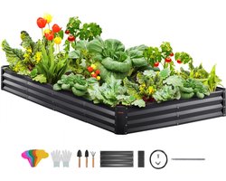 verhoogde bloembak plantenbak tuin plantenbak terras moestuin tuinbed plantenbak donkergrijs 240x120x30cm gegalvaniseerd metaal ideaal voor het kweken van groenten fruit kruiden etc.