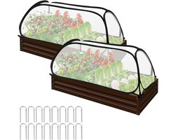 Verhoogde kweekbedden voor tomaten en groenten, 2 stuks, 114 x 56 x 41 cm, multifunctionele kas met PE-folie en ritssluiting, ideaal voor tuinieren en planten kweken