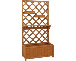 Verhoogde plantenbak MCW-P68, planten-/bloembak Klimrek Klimsteun Opbergrek Hangende bakken Hout MVG 135x70x30cm ~ naturel