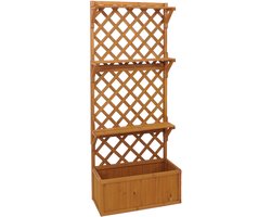 Verhoogde plantenbak MCW-P69, planten-/bloembak Plantenbak Klimrek Spalier Opbergruimte Hout MVG 177x77x33cm ~ naturel