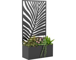 Verhoogde Plantenbak – Plantenbak Met Klimrek – Bloembak – Tuinbak – Balkonkist – Metaal Met Poedercoating – 122 Liter Grondvolume – 180 cm Hoog Trellis