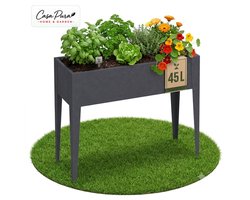 Verhoogde Plantenbak | Timo | Metalen Kweekbak op Poten | Balkon, Terras & Tuin - Antraciet, 100 x 30 x 80 cm