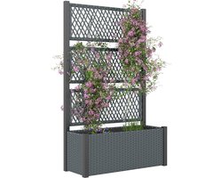 Verhoogde Plantenbak – Tuinbak – Balkonbak – Plantentuin – Kruidenbak – Klimrek – Weerbestendig PE-Rattan – Groot Plantenvak 90x35x148 cm