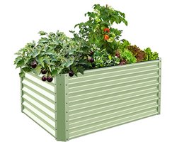 Verhoogde tuinbedden van gegalvaniseerd metaal - Duurzame plantenbakken voor buiten, 24 inch hoog