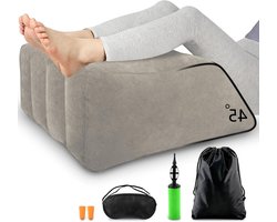 Verhoogkussen voor de benen, opblaasbaar kussen voor betere bloedsomloop en ondersteuning tijdens het slapen, ideaal voor bed en ontspanning, grijs