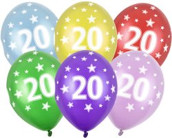 Verjaardag feest ballon - leeftijd 20 jaar - 18x stuks - ballonnen met sterretjes