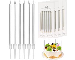 Verjaardag Kaarsen Zilver 12cm - 24 stuks - Verjaardag - Jubileum - Feestversiering - Decoratie - Feestartikelen voor taarten en gebak