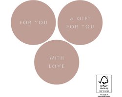 Verjaardag - Sluitsticker - Sluitzegel - 3 assorti - Pastel - Nude - Taupe - Beige - With love - A gift for you - For you - Stickers | Envelop sticker - Geboorte kaart | Cadeau – Cadeauzak | HOP - Traktatie - Babyshower | DH Collection