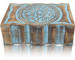 Verjaardagscadeau Handgemaakte Decoratieve Houten Sieraden Doos - Boom Van Het Leven Carving - Sieraden Organizer - Keepsake Box - Schat Borst Snuisterijhouder - Horloge Doos Opslag Lock Box - 22 x 15 cm - Huiswarming Gift