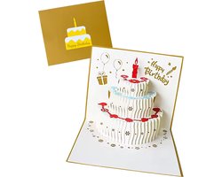 Verjaardagskaarten met envelop - Wenskaarten verjaardag - Happy Birthday - 3D pop up kaarten taart - kinderen - cadeau - verjaardagskaart
