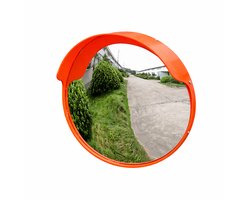 Verkeersspiegel 60 cm Oranje met Regenkap | Convexe Veiligheidsspiegel voor Oprit, Magazijn en Parkeerplaats