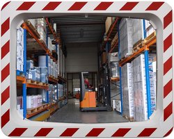 Verkeersspiegel rechthoek Onbreekbaar 40 x 60 cm | Spiegel Verkeer - Veiligheidsspiegel - Buitenspiegel | Rood Wit | Inclusief bevestigingsmateriaal - 9 meter zicht