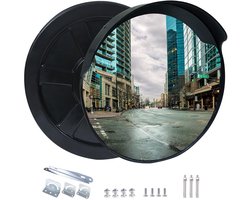 Verkeersspiegel Rond 75 cm - Bolle Veiligheidsspiegel voor Buiten - Regenbestendig - Met Beugel Zwart