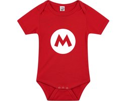 Verkleed kraamcadeau - baby rompertje - Mario M - rood - jongen/meisje - coole babykleding 56