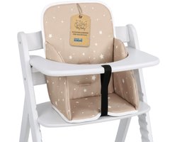 Verkleiningskussen Kinderstoel High Chair Seat Reducer - Universele Bekleding Hauck Stokke Babystoel Zitkussen Voedingstoel Cover Stoelopvulling Beige met witte sterren