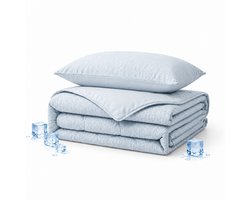 Verkoelend Dekbed zonder overtrek 140x220 cm - Blauw - Verkoelend & Ademend – Lichtgewicht Zomerdekbed – Wasbaar Dekbed – Met Kussensloop - Eenpersoons