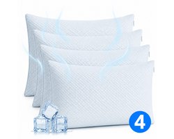 Verkoelend Kussensloop 4 Stuks - Temperatuur Regulerend Koel Kussensloop - 50 × 70 cm - Verkoelend Kussenhoes - Cooling Pillowcase - Cool Pillow - Kussensloop voor Zomer - Verkoelend Kussen - Beddengoed - Koelkussen voor Mens - Wit - Silvergear