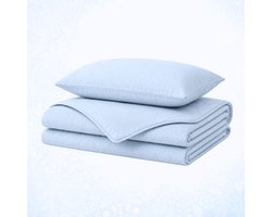 Verkoelend Zomerdekbed - 140x220 cm – Blauw - Verkoelend & Ademend – Lichtgewicht dekbed zonder overtrek – Wasbaar Dekbed – Met Kussenslopen