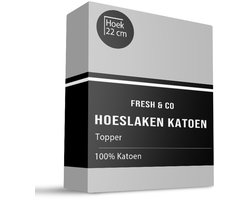 Verkoelende Topper Hoeslaken - Grijs - 180x200 cm - Katoen - Fresh & Co