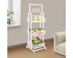 Verkoop Display - Opslag Rek - Winkel Presentatie - Drie Manden - 45x45x136 cm - Wit