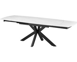 Verlengbare eettafel Aries - 160/240x90x77cm - gesinterde steen - marmer - Rousseau - Eettafel - Wit - Steen; Metaal