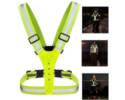 Verlicht hardloopvest - Oplaadbaar hardloopvest - USB-opladen -Hardloop Verlichting - Hardloopvest - LED reflecterend vest - Reflecterend vest - Veiligheidsvest voor op het werk - Geschikt voor hardlopen, fietsen en andere sporten - Geel
