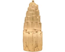 Verlicht Kristal Grot 'IJsberg' van Natuurlijk Seleniet, Decoratieve Sfeerverlichting 25 cm