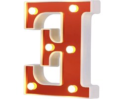 Verlicht Nummer - Decoratieve Letterlamp - Feestdecoratie - Werkt op Batterijen - Ronde Vorm - Rood