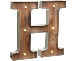 Verlichte Alfabet Lamp - Decoratieve Letterlamp - Muurdecoratie - Vintage Stijl - 41 cm Hoog - Houtkleurig