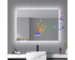 Verlichte Badkamerspiegel 80 x 100 cm met Bluetooth en Ontwasfunctie