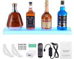 Verlichte Drankflesdisplay met Led - Fleur Je Bar Op,24 Inch Muur Gemonteerde Verlichte 1-Tier Home Bar Plank met 1-Tier Whisky Stand