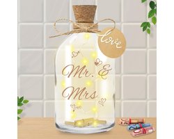 Verlichte Fles met Spreuk voor Bruiloft - Uniek Cadeau voor Huwelijksdag, Jubileum en Verjaardag