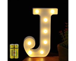 Verlichte Letter J - Decoratieve Lamp - Feestelijke Decoratie - Warm Wit Licht - 22.7 x 15.8 cm
